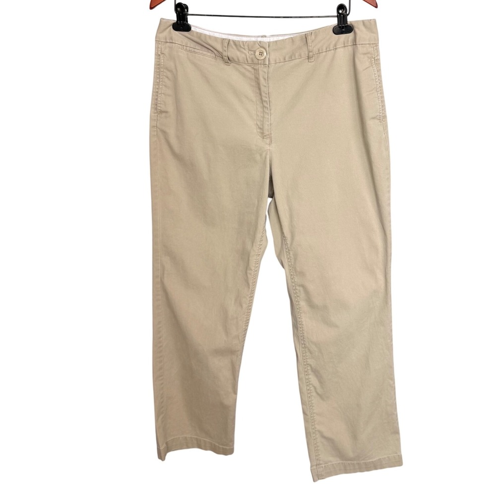 Talbots Petites Khaki Chino Pants Tan Beige Cotton Stretch Straight Leg 14P